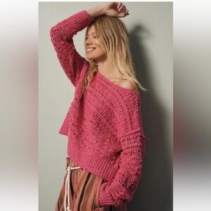 Anthropologie Pilcro hot pink sweater pullover Small